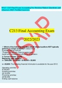 WGC C213 Final Exam Accounting For Decision Makers Questions and ASnswers 2023 (Verified Answers)