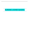 NURSING LICENSE QUIZZES.| LATEST SOLUTIONS