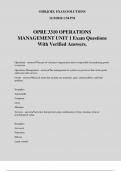 OPRE 3310 OPERATIONS MANAGEMENT UNIT 1 Exam Questions With Verified Answers.