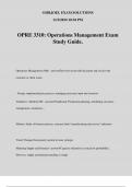 OPRE 3310: Operations Management Exam Study Guide.