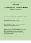 HESI Pharmacology- Fortis Exam Questions With Correct Answers