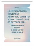 HRM3701 OCTOBER NOVEMBER PORTFOLIO Semester 2 2024 (785623) - DUE 28 October 2024