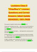 Louisiana Class D "Chauffeur's" License | Questions and Correct Answers | latest Update 2024/2025 | 100% PASS