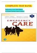 COMPLETE TEST BANK:  Emergency Care 14th Edition by Daniel Limmer latest Update