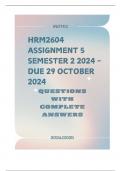 HRM2604 Assignment 5 Semester 2 2024 - DUE 29 October 2024