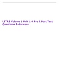 LETRS Volume 1 Unit 1-4 Pre & Post Test Questions & Answers