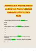 ABO Practical Exam Questions and Correct Answers | Latest Update 2024/2025 | 100% PASS