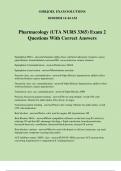 Pharmacology (UTA NURS 3365) Exam 2 Questions With Correct Answers