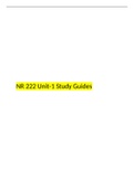 NR-222 UNIT 1 NOTES-Study Guides, , Verified And Correct Answers, NR 222: Health and Wellness, Chamberlain College of Nursing.