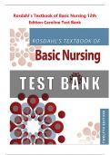 Complete Test Bank for Rosdahl's Textbook of Basic Nursing 12th Edition Caroline (Rosdahl,2024) Latest Edition