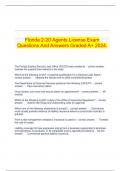 Florida 2-20 Agents License Exam Questions And Answers Graded A+ 2024.