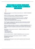 2024 AQA A-LEVEL BIOLOGY PAPER 1 EXAM WITH CORRECT ANSWERS