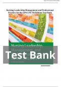 TEST BANK For Nursing Leadership, Management, and Professional Practice for the LPN/LVN, 7th Edition by Tamara R. Dahlkemper, Verified Chapters 1 - 20, Complete Newest Version 2024/2025 NURSING GUIDE REVIEW | ALL CHAPTERS