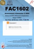 FAC1602 Assignment 4 (COMPLETE ANSWERS) Semester 2 2024 - DUE 22 October 2024