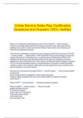  Cintas Service Sales Rep Certification Questions And Answers 100% Verified.