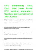 UNE Biochemistry Final, Final, Final Exam Review UNE medical biochemistry Questions and Answers