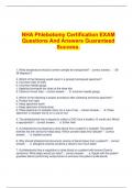 NHA Phlebotomy Certification EXAM Questions And Answers Guaranteed Success.