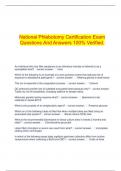 National Phlebotomy Certification Exam Questions And Answers 100% Verified.