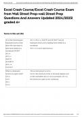 Excel Crash Course/Excel Crash Course Exam from Wall Street Prep-wall Street Prep Questions And Answers Updated 2024/2025| graded A+