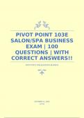 PIVOT POINT 103E SALON/SPA BUSINESS EXAM | 100 QUESTIONS | WITH CORRECT ANSWERS!!