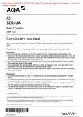 2024 AQA AS GERMAN 7661/3T/3V Paper 3 Speaking Candidate’s & Examiner’s & Mark Scheme (Merged) June 2024 [VERIFIED]