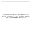 TEST BANK FOR ESSENTIAL BIOCHEMISTRY 4TH EDITION CHARLOTTE W. PRATT KATHLEEN CORNELY ISBN: 111953755X ISBN: 9781119319337