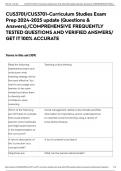 CUS3701/CUS3701-Curriculum Studies Exam Prep 2024-2025 update (Questions & Answers)./COMPREHENSIVE FREQUENTLY TESTED QUESTIONS AND VERIFIED ANSWERS/ GET IT 100% ACCURATE