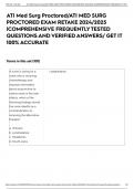 ATI Med Surg Proctored/ATI MED SURG PROCTORED EXAM RETAKE 2024/2025 |COMPREHENSIVE FREQUENTLY TESTED QUESTIONS AND VERIFIED ANSWERS/ GET IT 100% ACCURATE