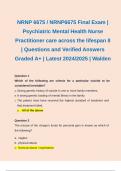 NRNP 6675 / NRNP6675 Final Exam | Psychiatric Mental Health Nurse Practitioner care across the lifespan II | Questions and Verified Answers Graded A+ | Latest 2024/2025 | Walden 