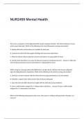 NUR2459 Mental Health Exam Questions and Answers