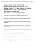 IBCLC EXAM AND PRACTICE QUESTIONS NEWEST 2024 ACTUAL EXAM COMPLETE 330 QUESTIONS AND CORRECT DETAILED ANSWERS (VERIFIED ANSWERS)