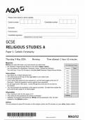 AQA GCSE RELIGIOUS STUDIES A PAPER 1 QUESTION PAPER 2024 (8062/12: Catholic Christianity)