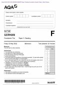 Actual 2024 AQA GCSE GERMAN 8668/RF Paper 3 Reading Foundation Question Paper + Mark Scheme