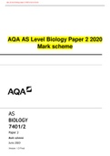 AQA AS BIOLOGY 7401/2 Paper 2 MS June 2022