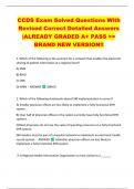 CCDS Exam Solved Questions With  Revised Correct Detailed Answers  |ALREADY GRADED A+ PASS >>  BRAND NEW VERSION!! 