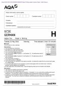 Actual 2024 AQA GCSE GERMAN 8668/WH Paper 4 Writing Higher Question Paper + Mark Scheme