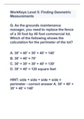 WorkKeys Level 5: Finding Geometric Measurements Flashcards Learn Test Match|2023 LATEST UPDATE|GUARANTEED SUCCESS