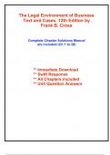 Solutions for The Legal Environment of Business Text and Cases, 12th Edition by Cross (All Chapters included)