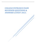  COLLEGE ENTRANCE EXAM  REVIEWER QUESTIONS &  ANSWERS LATEST 2023.