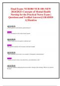 Final Exam: NUR180/ NUR 180 (NEW 2024/2025) Concepts of Mental Health Nursing for the Practical Nurse Exam | Questions and Verified Answers| GRADED A| Hondros 