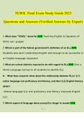 TESOL Final Exam Study Guide Questions and Answers 2023 (Verified Answers by Expert)