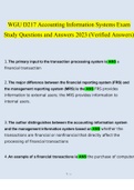 WGU D217 Accounting Information Systems Exam Study Questions and Answers 2023 (Verified Answers)