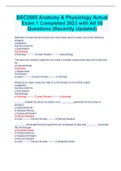 BSC2085 Anatomy & Physiology Actual Exam 1 Completed 2023 with All 50  Questions (Recently Updated)