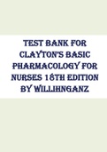 TEST BANK FOR CLAYTON’S BASIC PHARMACOLOGY FOR NURSES 18TH EDITION BY WILLIHNGANZ