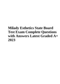 Milady Esthetics State Board Test Exam | Complete Questions with Answers Latest Graded A+ 2023/2024 & Milady Esthetics State Board Test 2023 with complete Solution; Actual Questions | Graded A+