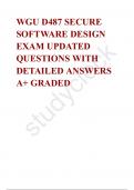 WGU D487 SECURE SOFTWARE DESIGN EXAM UPDATED QUESTIONS WITH DETAILED ANSWERS A+ GRADED