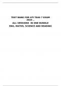 TEST BANK FOR ATI TEAS 7 EXAM 2024 .. ALL VERSIONS  IN ONE BUNDLE  ENG, MATHS, SCIENCE AND READING 