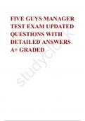 FIVE GUYS MANAGER TEST EXAM UPDATED QUESTIONS WITH DETAILED ANSWERS A+ GRADED