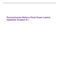 Pennsylvania Notary Final Exam Latest Updated Graded A+