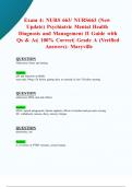 Exam 4: NURS 663/ NURS663 (New 2024/ 2025 Update) Psychiatric Mental Health Diagnosis and Management  II Guide with Qs & As| 100% Correct| Grade A (Verified Answers) - Maryville